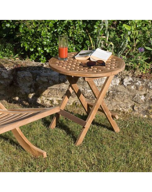 Lustiger runder Picknicktisch aus Teakholz - D.50xH.50 cm