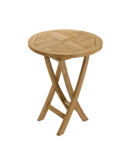 Table ronde pliante Fun teck massif - D.60xH.77 cm