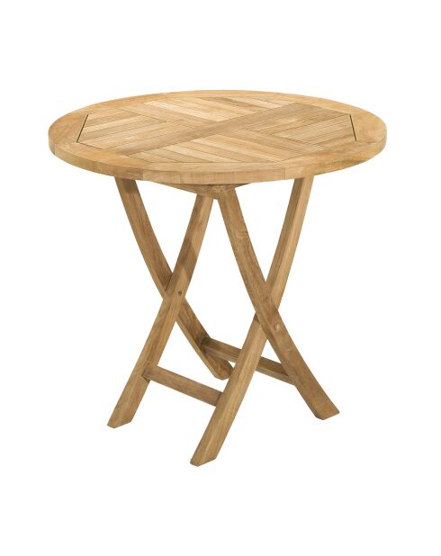 Leuke opvouwbare ronde tafel massief teakhout - D.80xH.75 cm