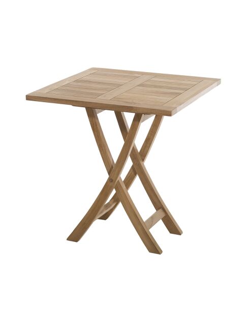 Table carrée pliante Fun teck massif - 70x70x75.5 cm