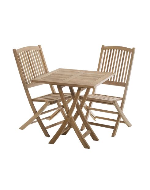 Lustiger quadratischer Klapptisch aus massivem Teakholz — 70 x 70 x 75,5 cm