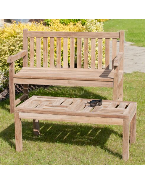 Lustiger Couchtisch aus massivem Teakholz - 100x50x40 cm