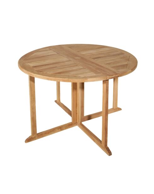 Leuke ronde teakhouten vlindertafel - D.120xH.75 cm