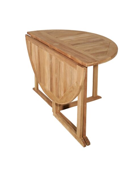 Leuke ronde teakhouten vlindertafel - D.120xH.75 cm