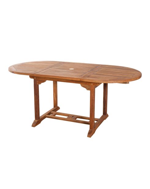 Maeva ausziehbarer ovaler Tisch aus geöltem Teakholz - 120/180x90 cm