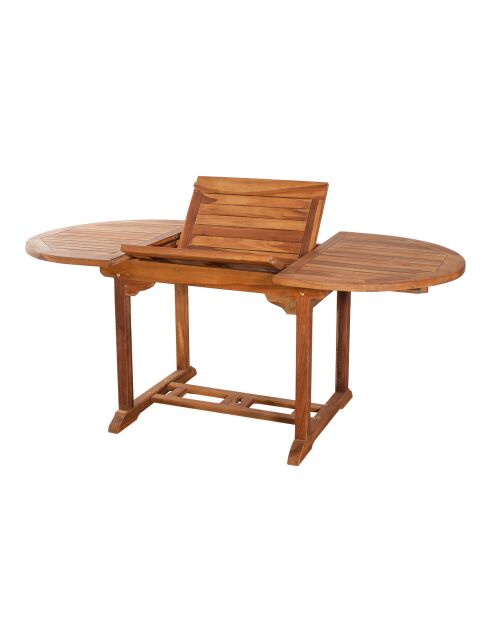 Maeva ausziehbarer ovaler Tisch aus geöltem Teakholz - 120/180x90 cm