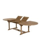 Table ovale double extension Fun teck massif - 200/300x120x75 cm