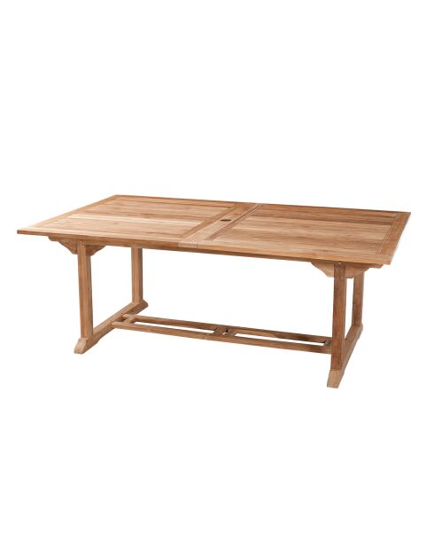 Lustiger zentraler Doppelausziehtisch aus Teakholz — 200/300x120 cm