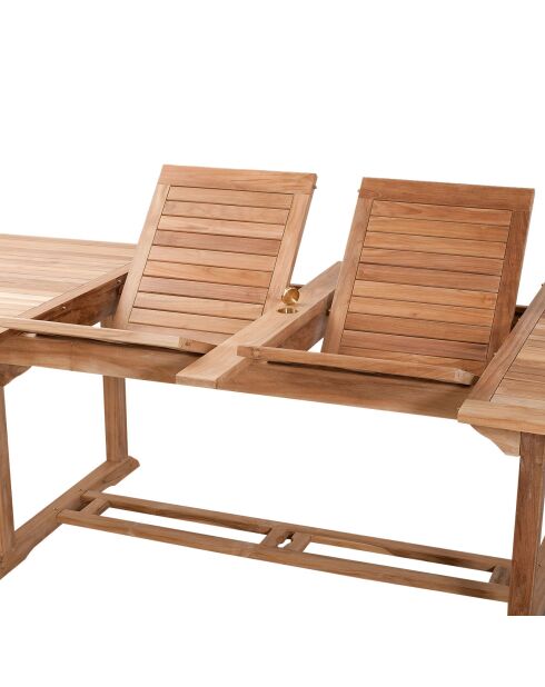 Lustiger zentraler Doppelausziehtisch aus Teakholz — 200/300x120 cm