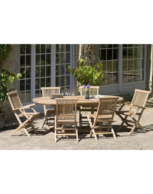 Lustiger ausziehbarer ovaler Tisch aus Teakholz - 150/200x90 cm