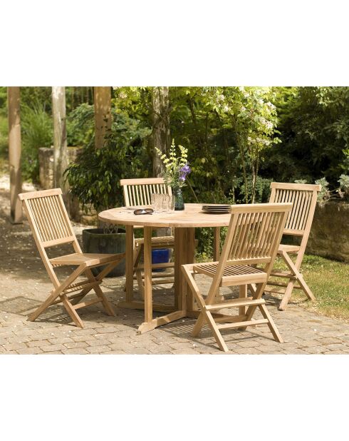 Leuke ronde teakhouten vlindertafel - D.120xH.75 cm