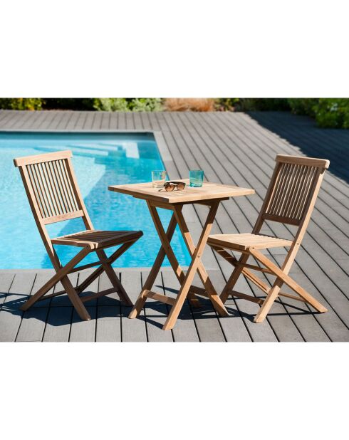 Lustiger quadratischer Klapptisch aus massivem Teakholz - 60x60x76 cm