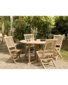 Ensemble 1 table ronde papillon + 2 chaises Java teck massif - D.120xH.75 cm