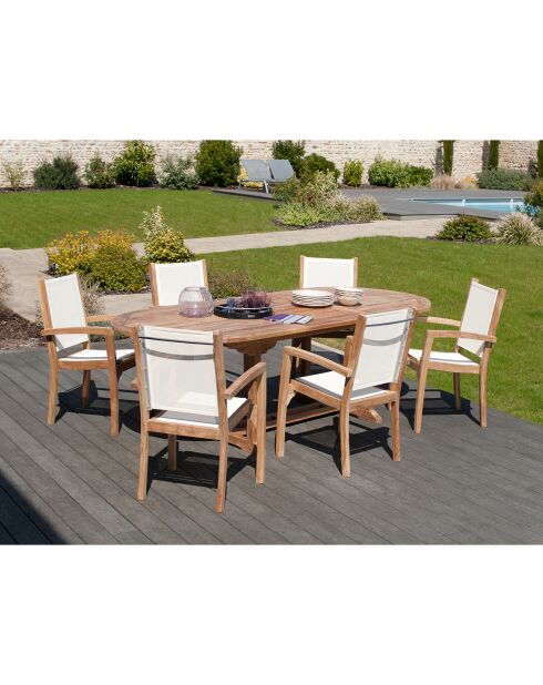 2 Fauteuils dossier & assise Fun teck - 55x57x91.5 cm