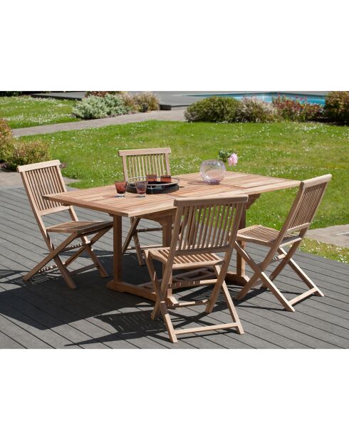 Leuke uitschuifbare rechthoekige tafel van teakhout - 120/180x90 cm