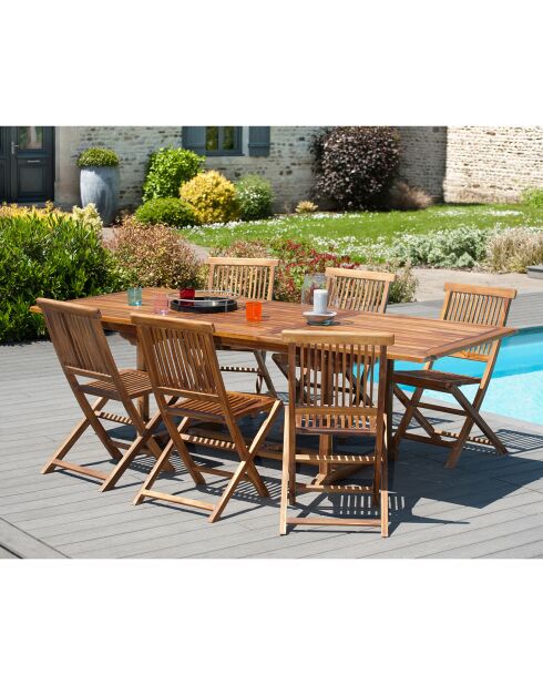 Maeva uitschuifbare rechthoekige tafel geolied teakhout - 120/180x90 cm