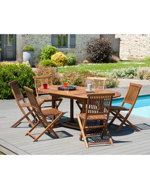 Table ovale extensible Maeva teck huilé -  120/180x90 cm