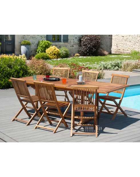 Maeva ausziehbarer rechteckiger Tisch aus geöltem Teakholz - 180/240x100 cm