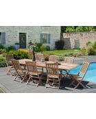 Ensemble 1 table rectangulaire + 8 chaises Lombock teck - 200/300x120x75 cm