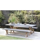 Ensemble 1 table rectangulaire + 2 bancs Hector gris/marron - 200x100x75 cm