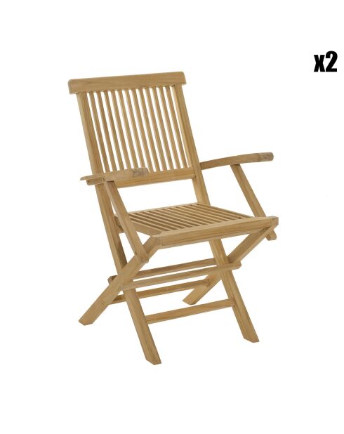 2 Fauteuils Java teck - 55x60x90 cm