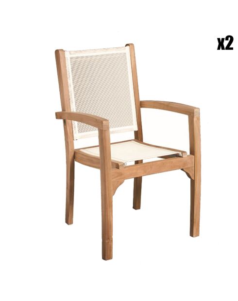 2 Fauteuils dossier & assise Fun teck - 55x57x91.5 cm