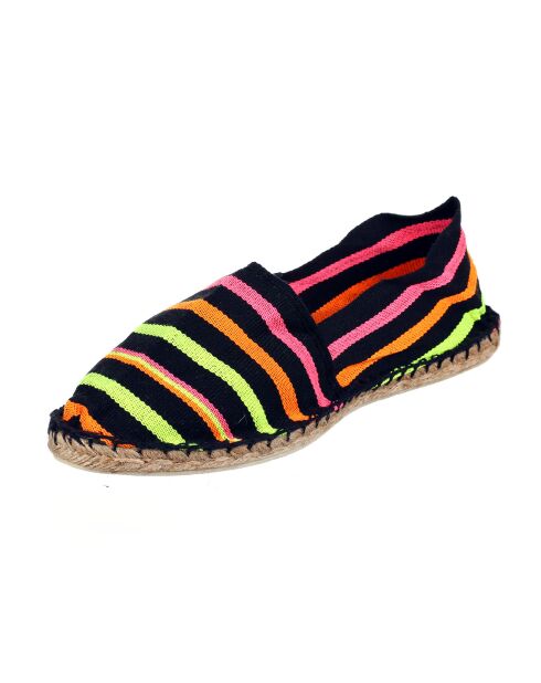 Schwarz/mehrfarbige Fluo-Espadrilles