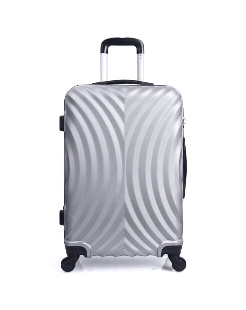 Largos 60 cm zilverkleurige middelgrote stay-koffer met 4 wielen