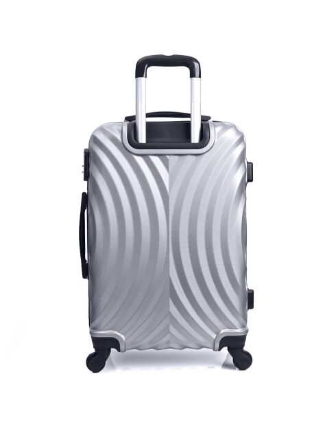 Largos 60 cm zilverkleurige middelgrote stay-koffer met 4 wielen