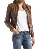 Veste en Cuir Alba cognac