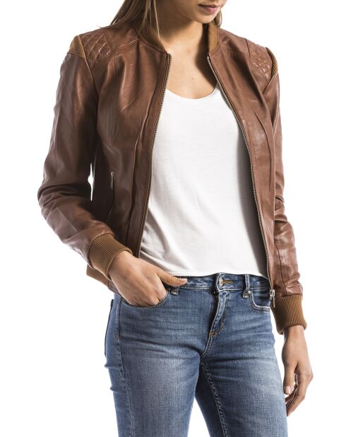 Veste en Cuir Alba cognac