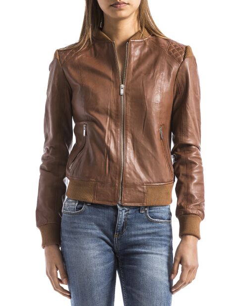 Veste en Cuir Alba cognac