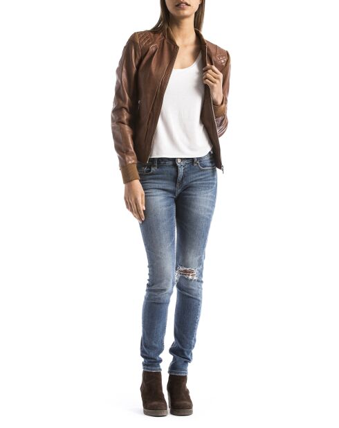 Veste en Cuir Alba cognac