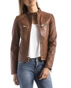 Veste en Cuir Madeira cognac