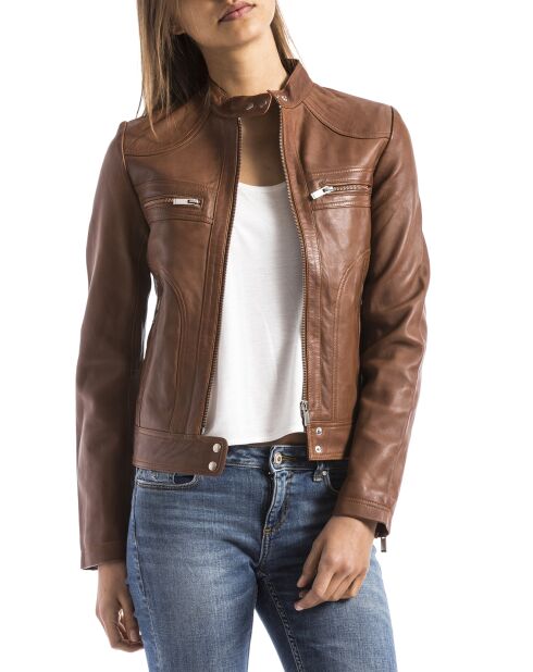 Veste en Cuir Madeira cognac