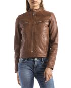 Veste en Cuir Madeira cognac