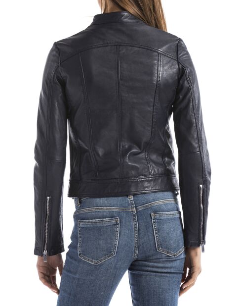 Veste en Cuir Madeira bleu marine