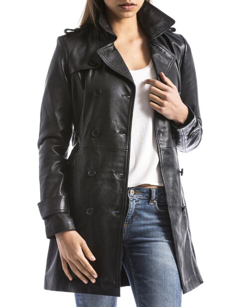 Veste en Cuir Oka noire