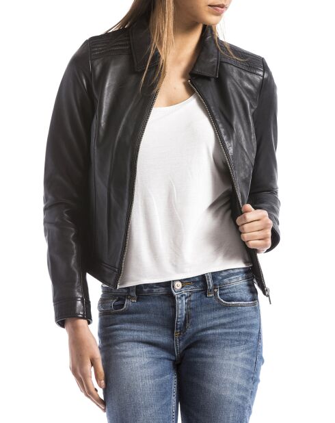 Veste en Cuir Savara noire