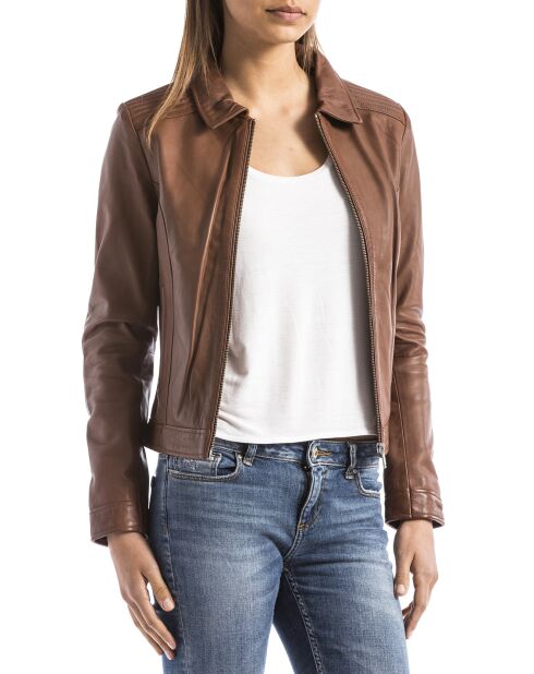 Veste en Cuir Savara cognac