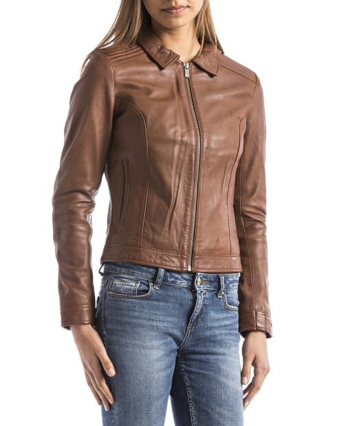 Veste en Cuir Savara cognac