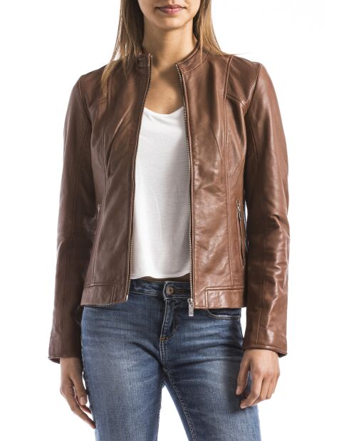 Veste en Cuir Varenne cognac