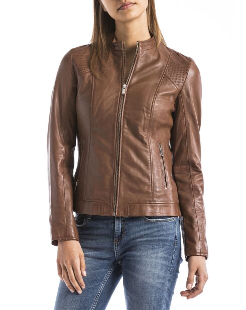 Veste en Cuir Varenne cognac