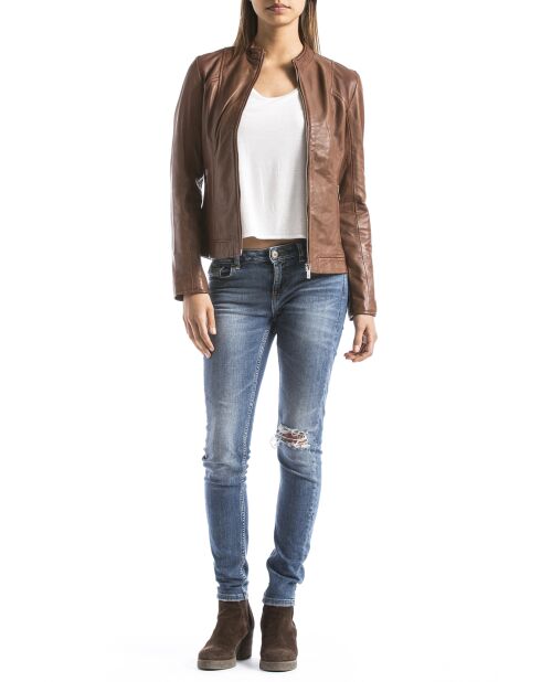 Veste en Cuir Varenne cognac