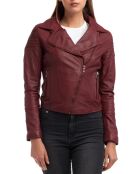 Veste en Cuir Barbara bordeaux