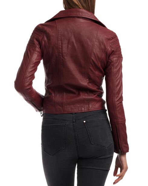 Veste en Cuir Barbara bordeaux