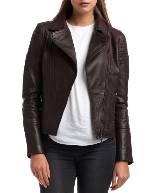 Veste en Cuir Barbara marron