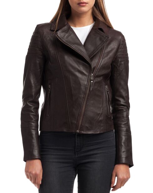 Veste en Cuir Barbara marron