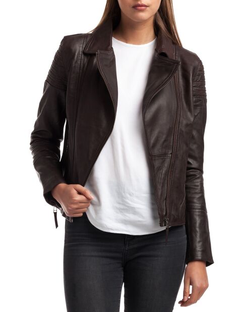 Veste en Cuir Barbara marron