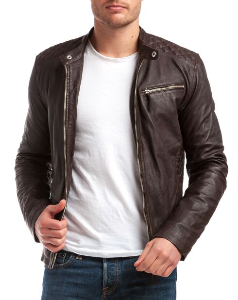Veste en Cuir Ben marron